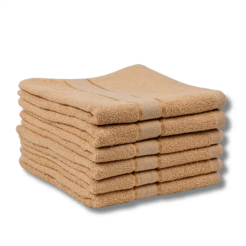 Ieftin Set Prosoape 5+1 GRATIS - Cappuccino Deschis, Bumbac 100%, Medii - 50x90 cm. Ideale pentru Față și Mâini, Uscare Rapidă și Textură Pufoasă - 420g/mp - PRSM005