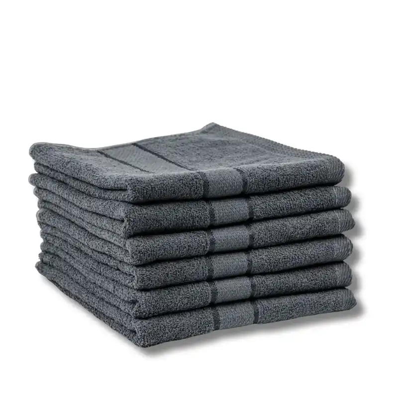 Nu rata Set Prosoape 5+1 GRATIS - Gri Inchis, Bumbac 100%, Medii - 50x90 cm. Ideale pentru Față și Mâini, Uscare Rapidă și Textură Pufoasă - 420g/mp - PRSM008