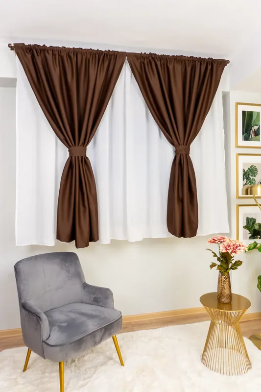 Reducere extra Draperie Scurta Blackout Maro Elegant - BOTD044AS_PLC