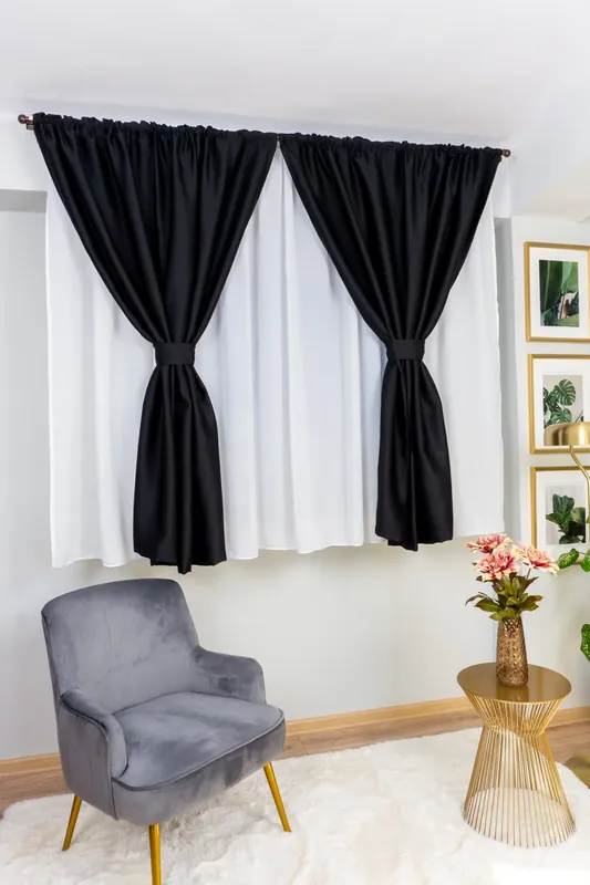 Draperie Scurta Blackout Negru Uni - BOTD038S_PLC Ultima șansă