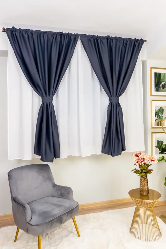 Draperie Scurta Blackout Gri Plumb Inchis - BOTD048S_PLC Cel mai bun preț